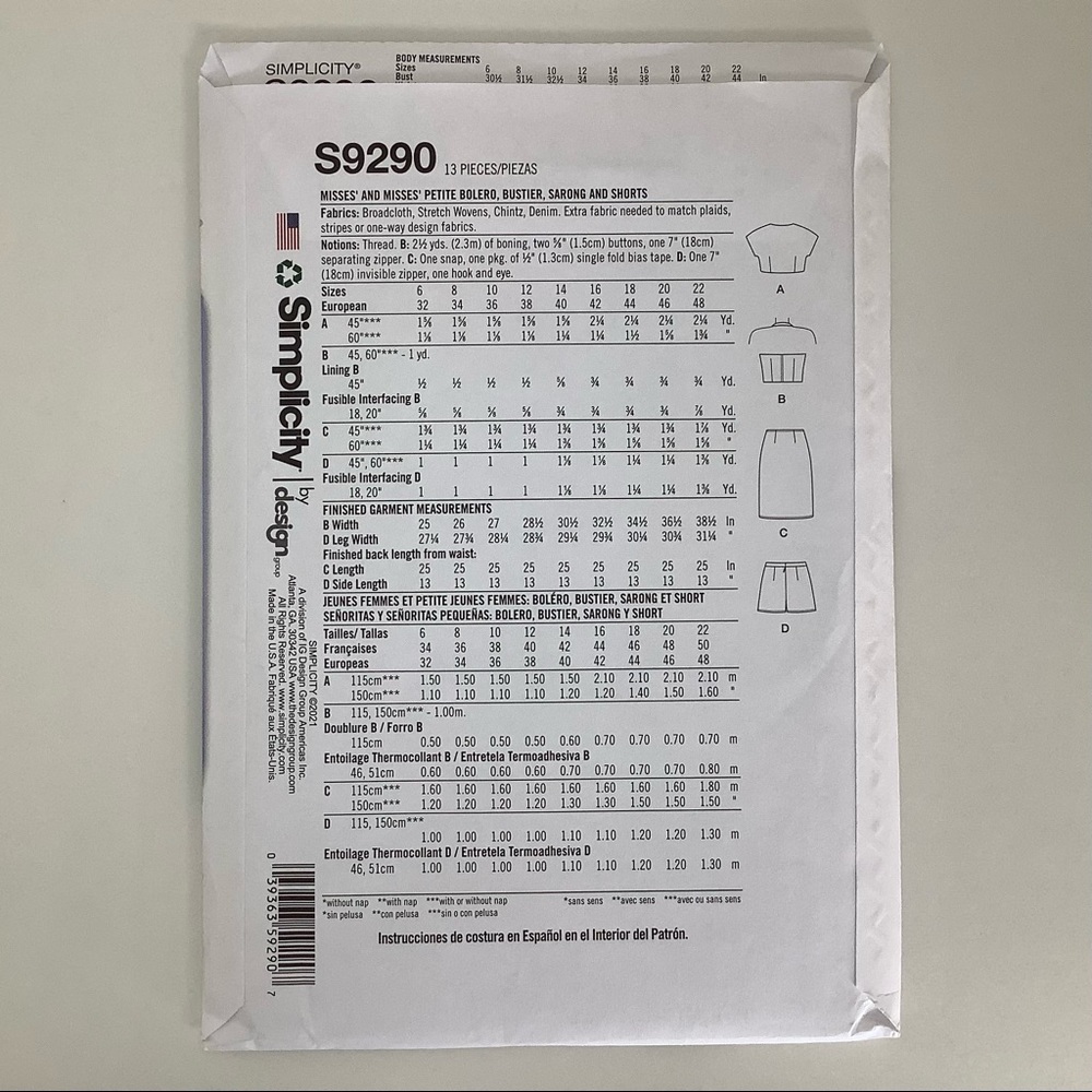 Simplicity S9290 Sewing Pattern - Picture 6 of 6